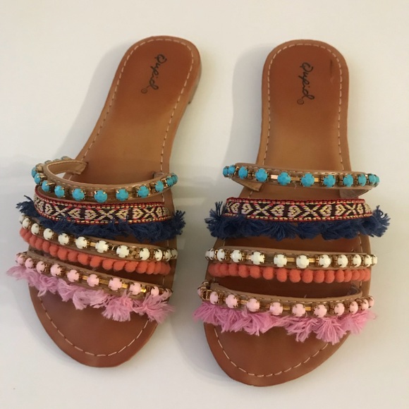 Qupid Shoes - COLORFUL SLIDE SANDALS